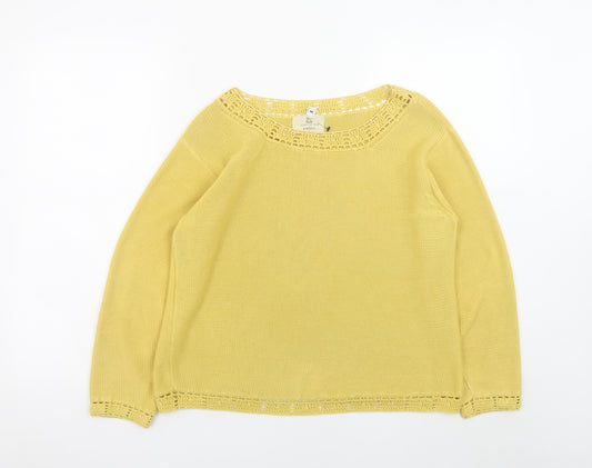 Spirit of the Andes Women's Yellow Knit Jumper Size M Cotton Blend