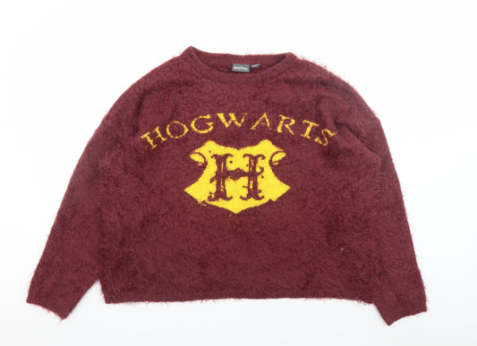 Harry Potter Women’s Red Hogwarts Logo Pullover Jumper L