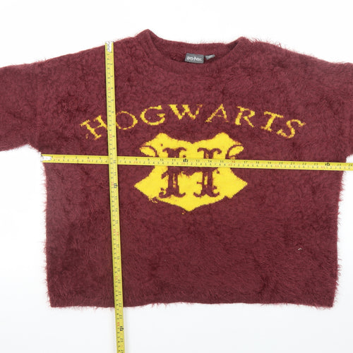 Harry Potter Women’s Red Hogwarts Logo Pullover Jumper L