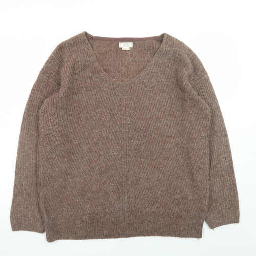 Fat Face Women’s Brown Chunky Knit V-Neck Jumper Size 14