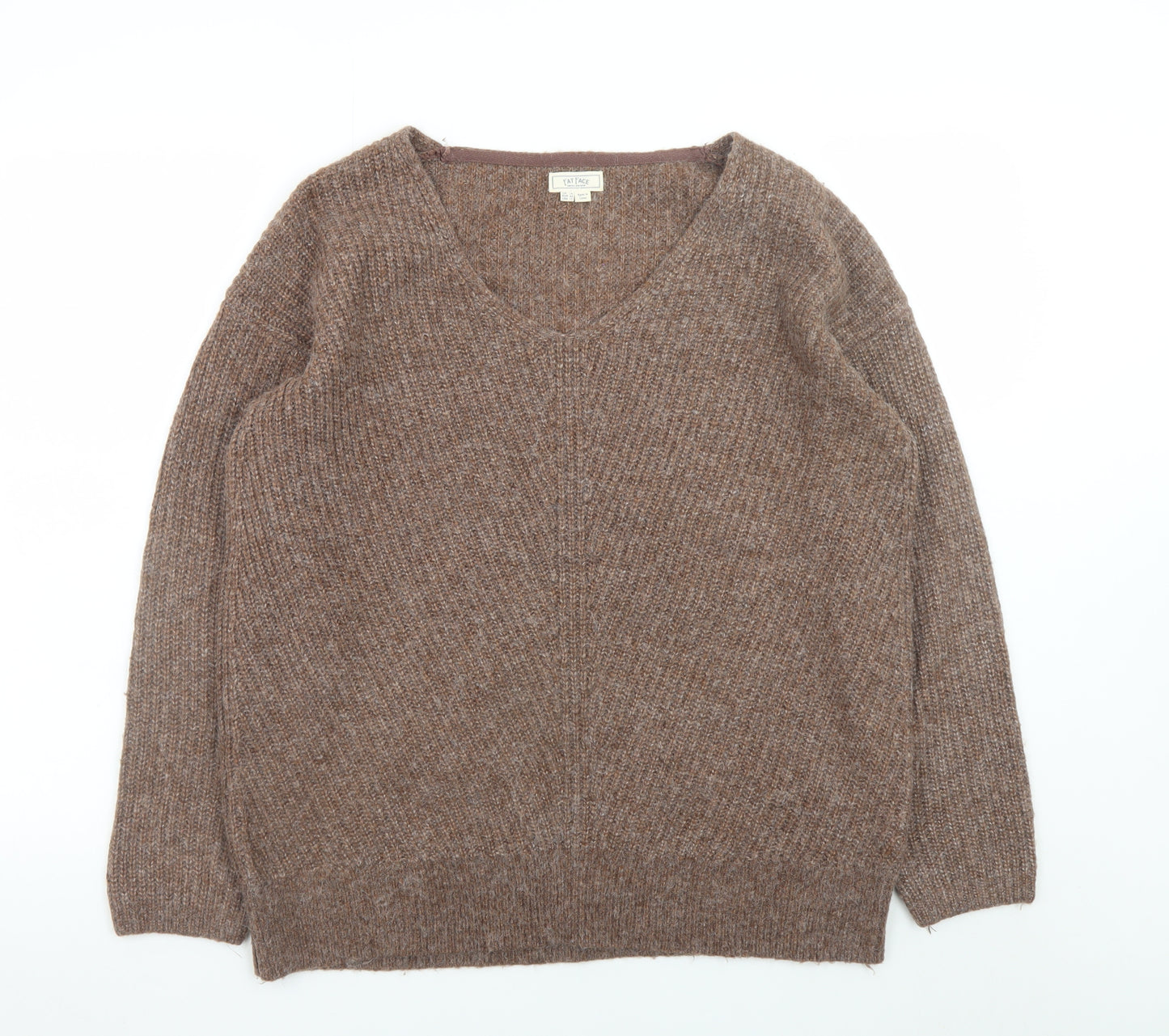 Fat Face Women’s Brown Chunky Knit V-Neck Jumper Size 14