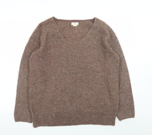 Fat Face Women’s Brown Chunky Knit V-Neck Jumper Size 14