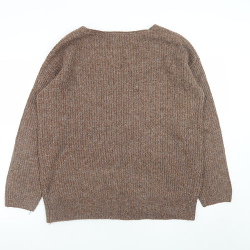 Fat Face Women’s Brown Chunky Knit V-Neck Jumper Size 14