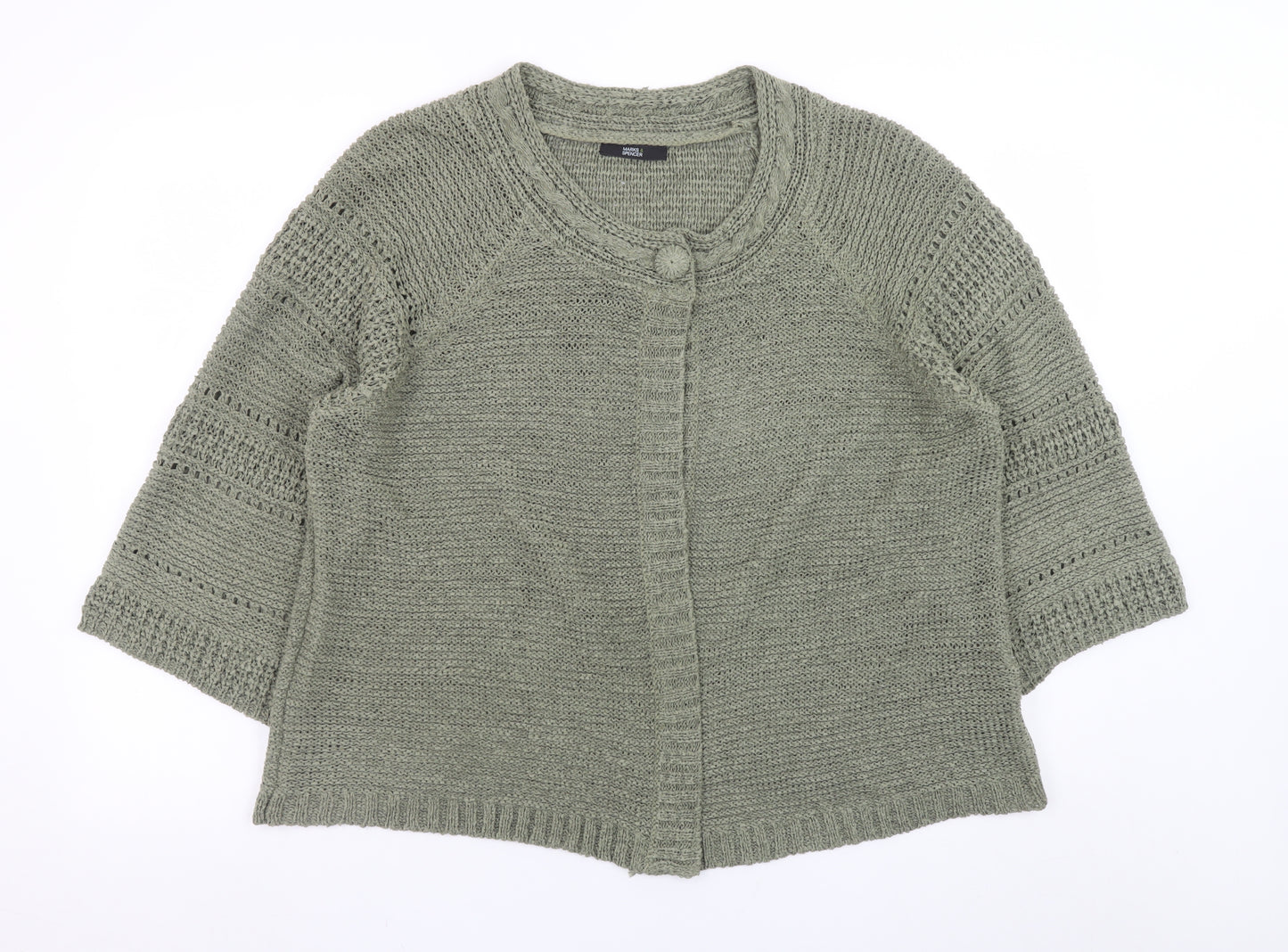 Marks and Spencer Women Green Open-Knit Cardigan Size 20