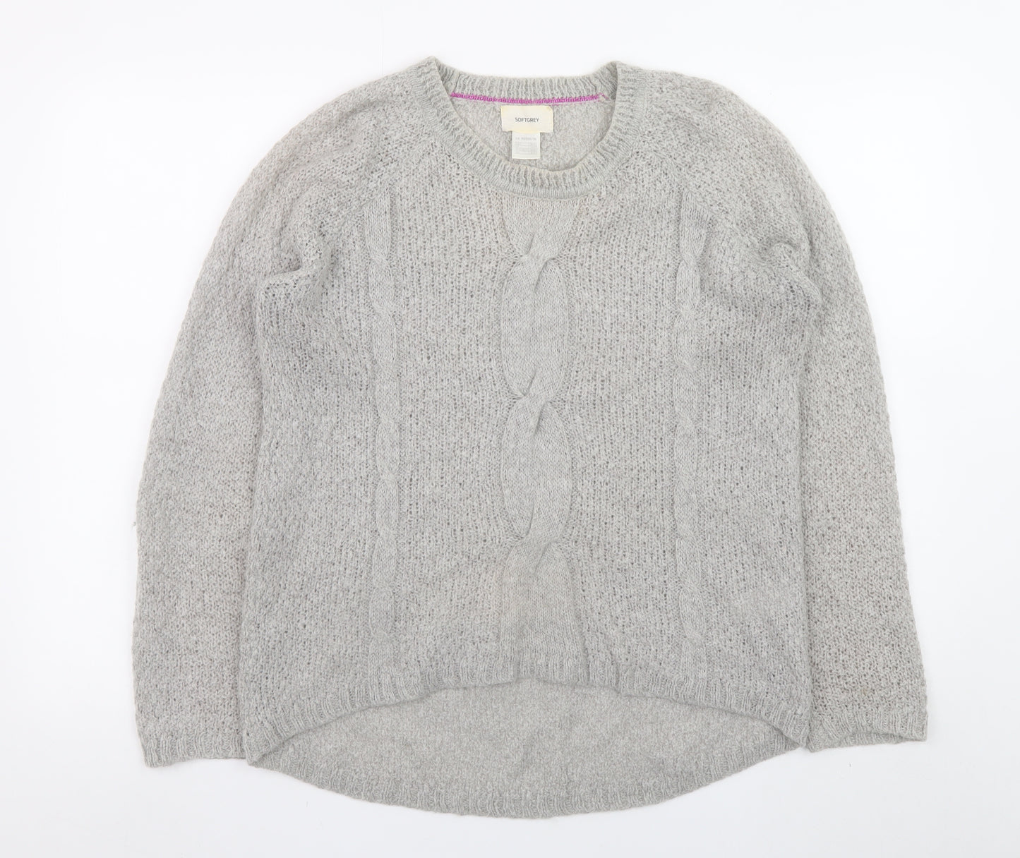 Softgrey Women’s Grey Cable-Knit Wool Blend Jumper UK 10/12