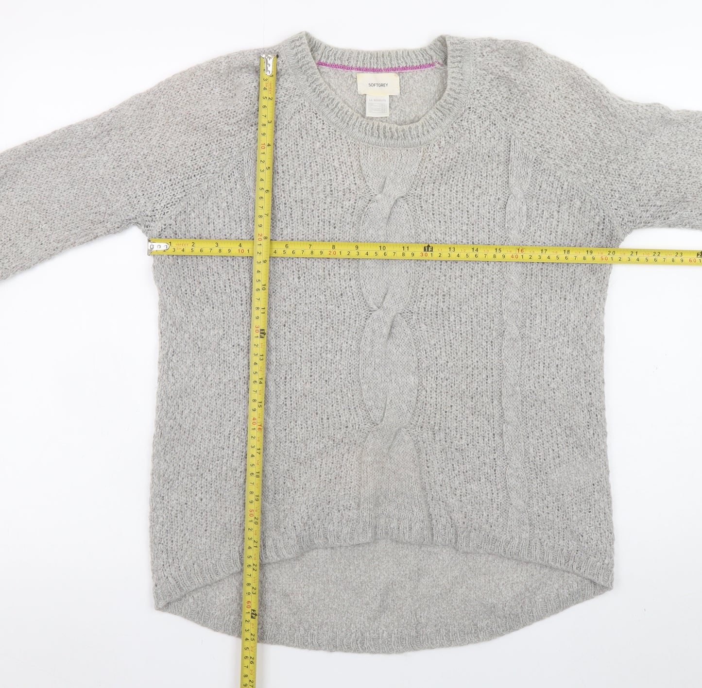 Softgrey Women’s Grey Cable-Knit Wool Blend Jumper UK 10/12