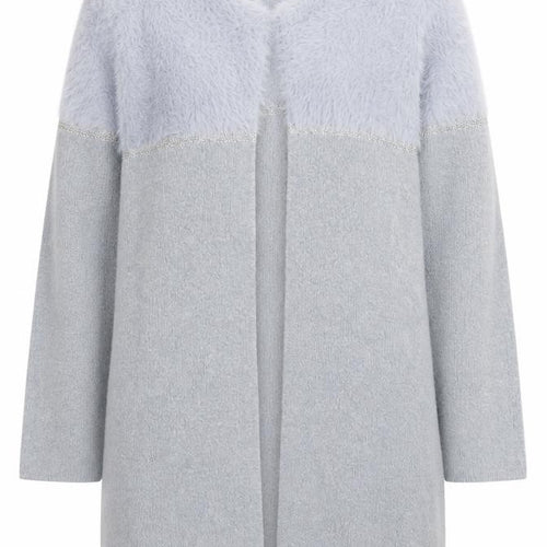 Apricot Women’s Grey Faux Fur Trim Open Knit Long Sleeve Cardigan UK 10