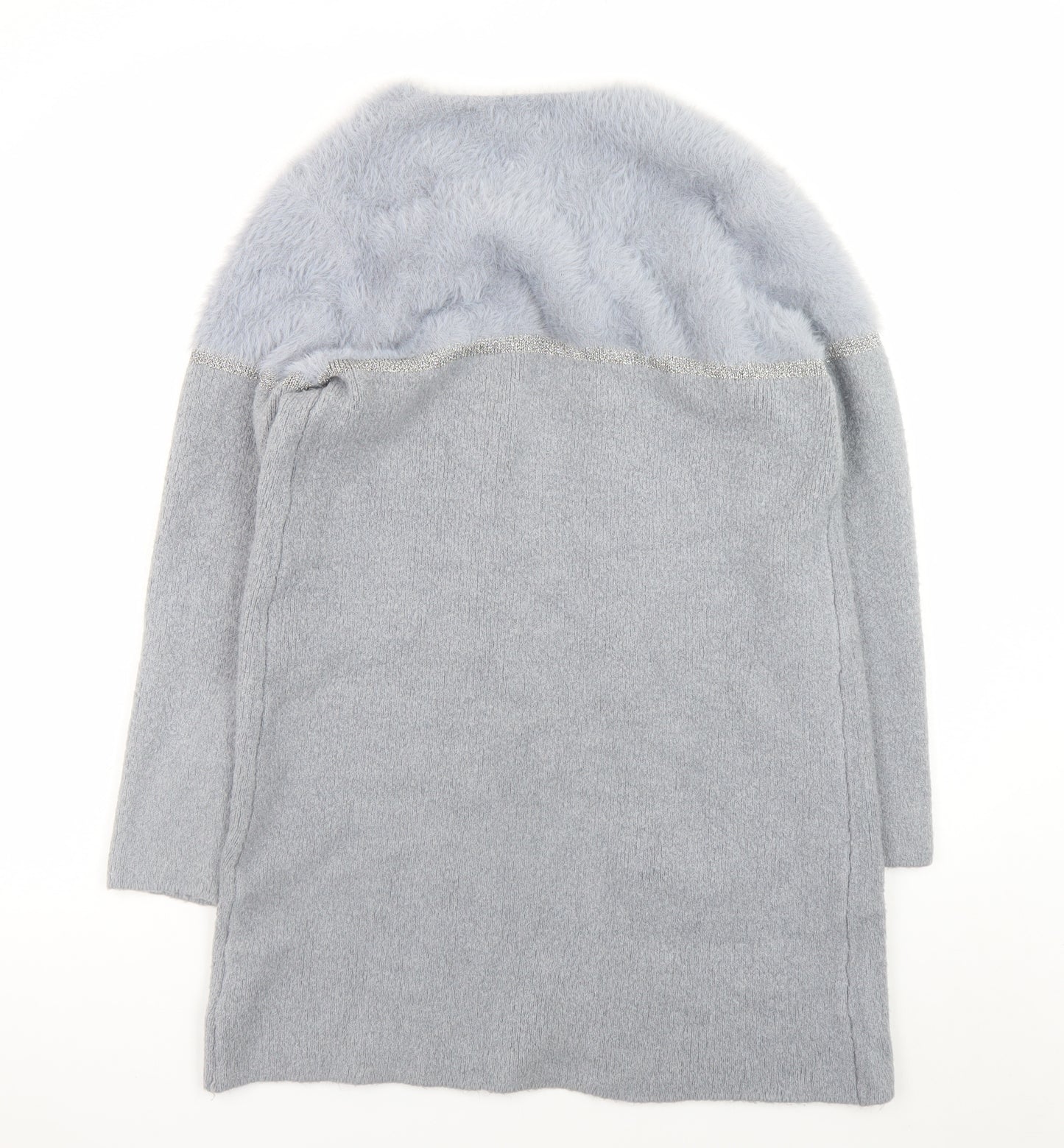 Apricot Women’s Grey Faux Fur Trim Open Knit Long Sleeve Cardigan UK 10
