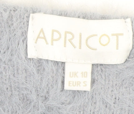 Apricot Women’s Grey Faux Fur Trim Open Knit Long Sleeve Cardigan UK 10