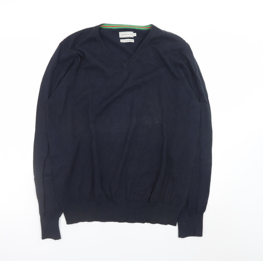 Howick Men's Blue Cashmere Blend V-Neck Pullover Jumper M