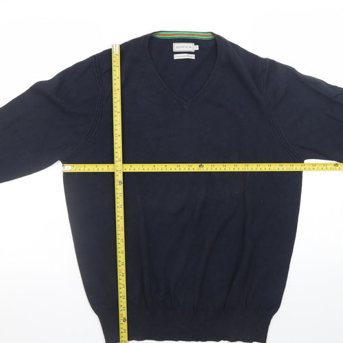 Howick Men's Blue Cashmere Blend V-Neck Pullover Jumper M