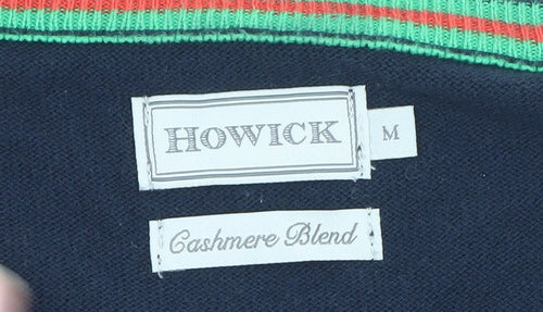 Howick Men's Blue Cashmere Blend V-Neck Pullover Jumper M