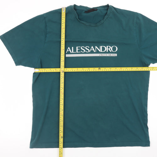 Alessandro Zavetti Milano Men's Teal XL Crew Neck Graphic T-Shirt
