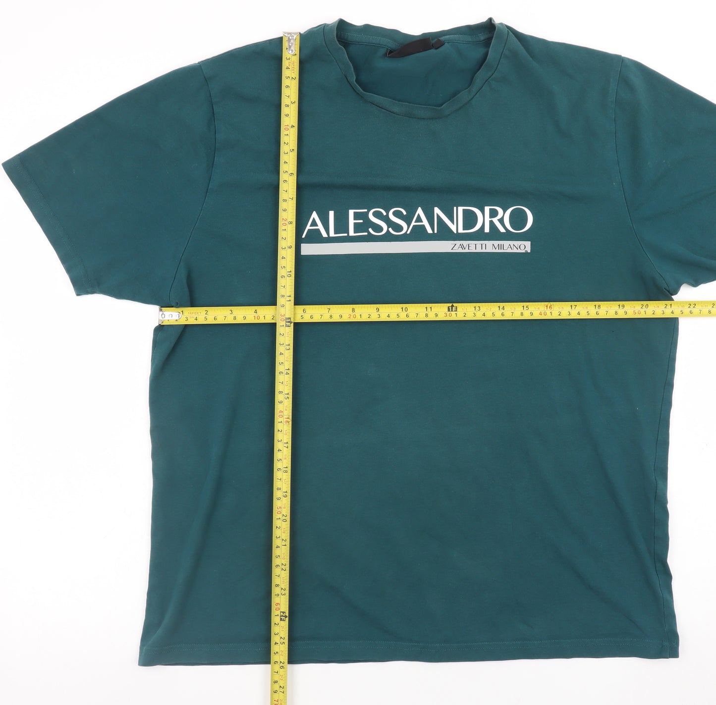 Alessandro Zavetti Milano Men's Teal XL Crew Neck Graphic T-Shirt