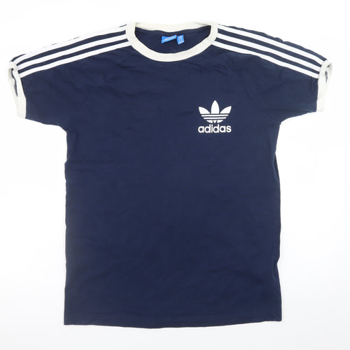 Adidas Mens Navy Short Sleeve Crew Neck T-Shirt Size M Organic Cotton