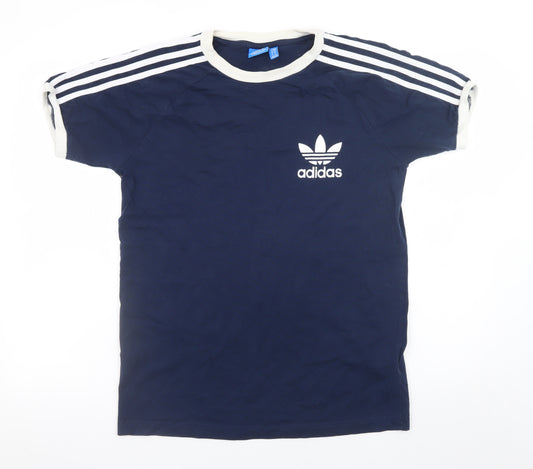 Adidas Mens Navy Short Sleeve Crew Neck T-Shirt Size M Organic Cotton