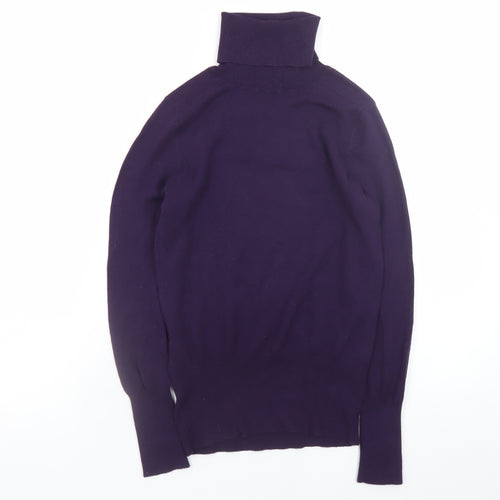 Banana Republic Women's Purple XS Roll Neck Silk Cashmere Jumper