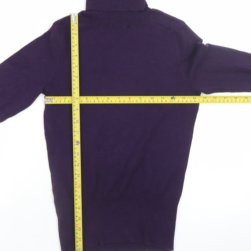 Banana Republic Women's Purple XS Roll Neck Silk Cashmere Jumper