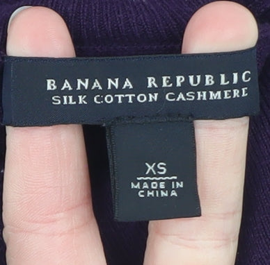 Banana Republic Women's Purple XS Roll Neck Silk Cashmere Jumper