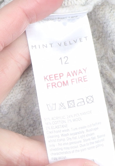 Mint Velvet Women Grey Wool Blend Roll Neck Jumper Size 12