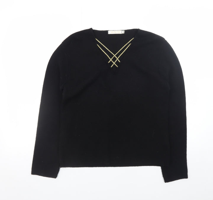 Waves Women’s Black V-Neck Knit Pullover Jumper S