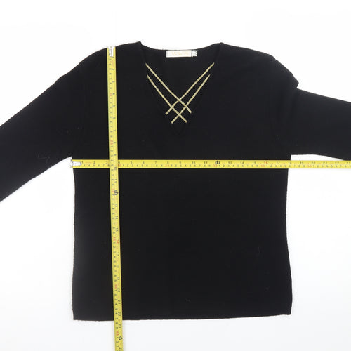 Waves Women’s Black V-Neck Knit Pullover Jumper S