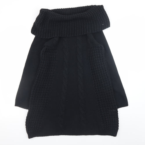 Joe Browns Women Black Knit Jumper Dress Size 10 Cowl Neck Winter