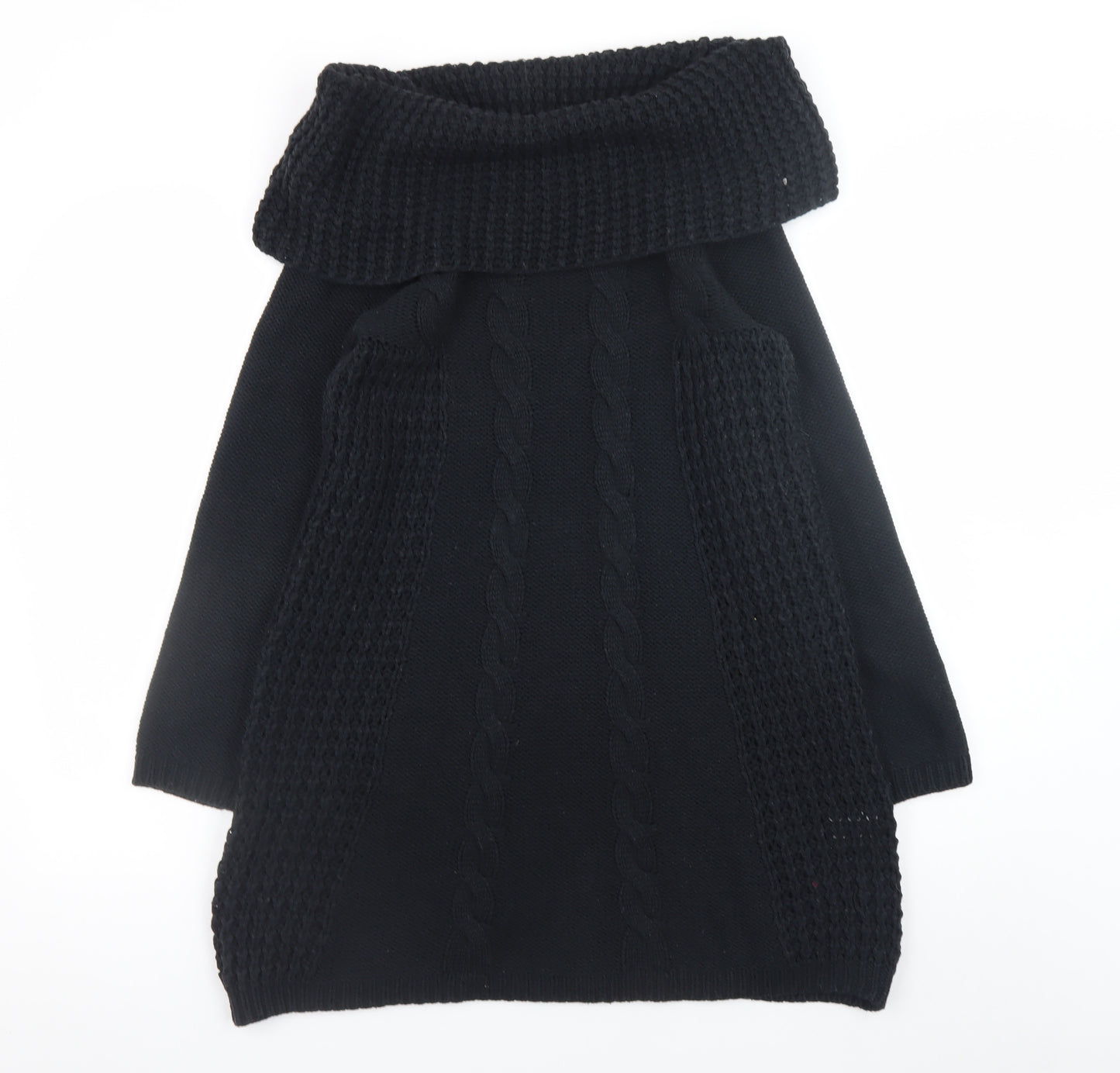Joe Browns Women Black Knit Jumper Dress Size 10 Cowl Neck Winter