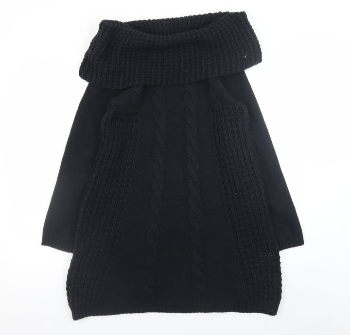 Joe Browns Women Black Knit Jumper Dress Size 10 Cowl Neck Winter