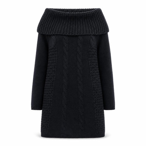 Joe Browns Women Black Knit Jumper Dress Size 10 Cowl Neck Winter