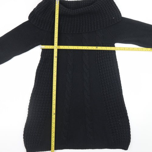 Joe Browns Women Black Knit Jumper Dress Size 10 Cowl Neck Winter