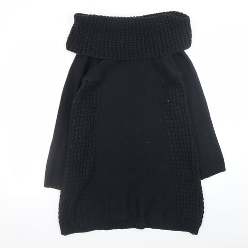 Joe Browns Women Black Knit Jumper Dress Size 10 Cowl Neck Winter
