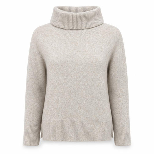 Front view of Vero Moda Women’s Beige Roll Neck Knit Jumper, size S