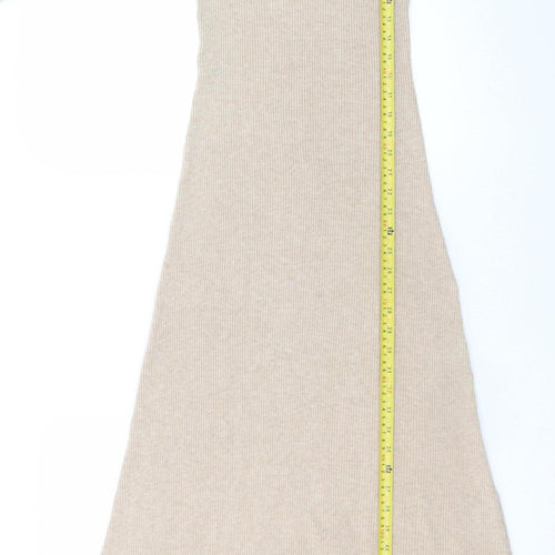 MNG Women’s Beige Long Sleeve Knit Bodycon Dress Size 8