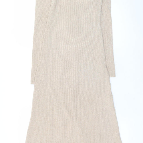 MNG Women’s Beige Long Sleeve Knit Bodycon Dress Size 8