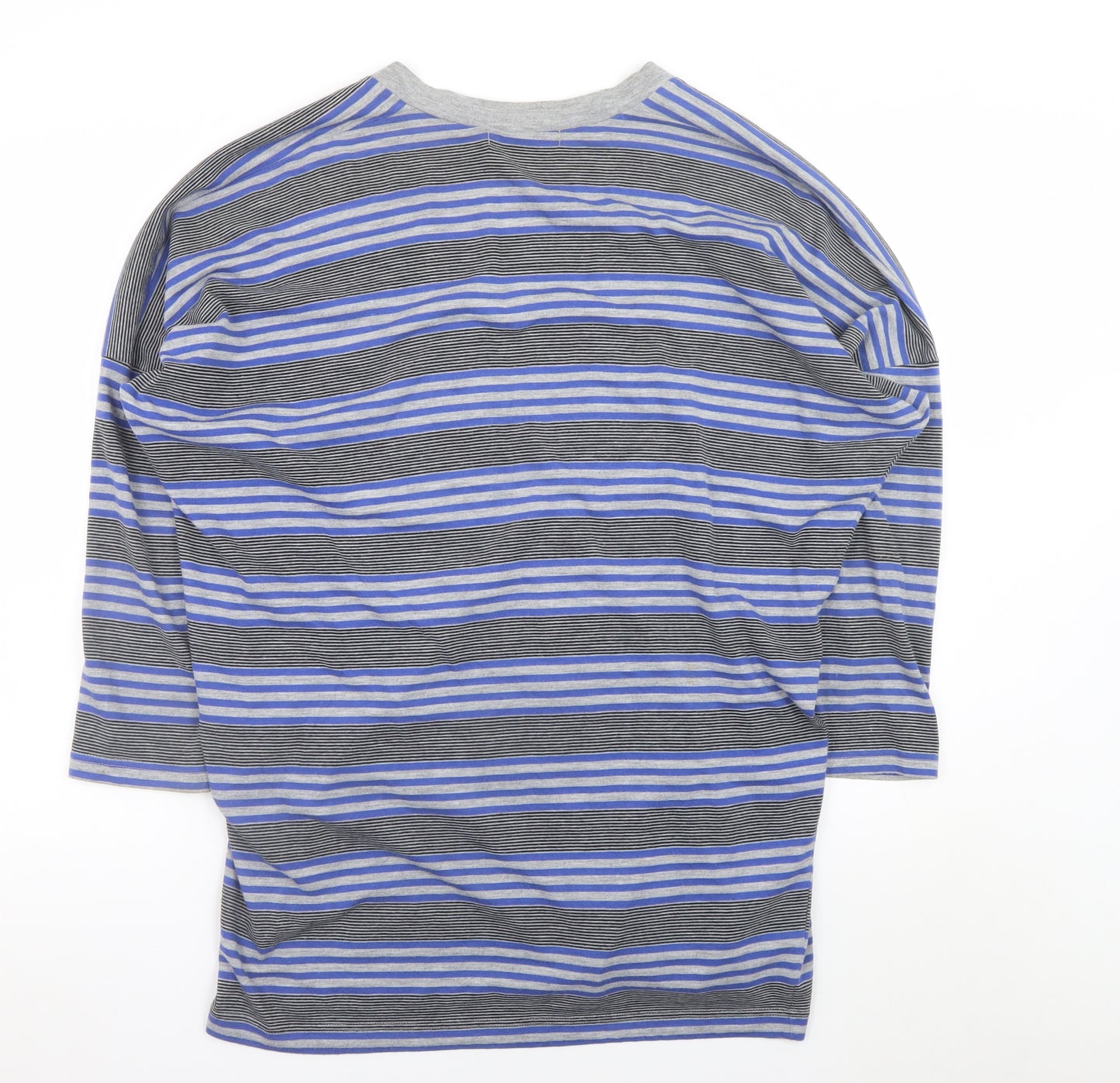 Nicole Farhi Women Blue Striped V-Neck Button Cardigan Size S