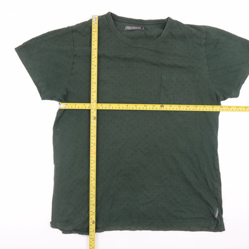 French Connection Men Dark Green Polka Dot Cotton T-Shirt XL