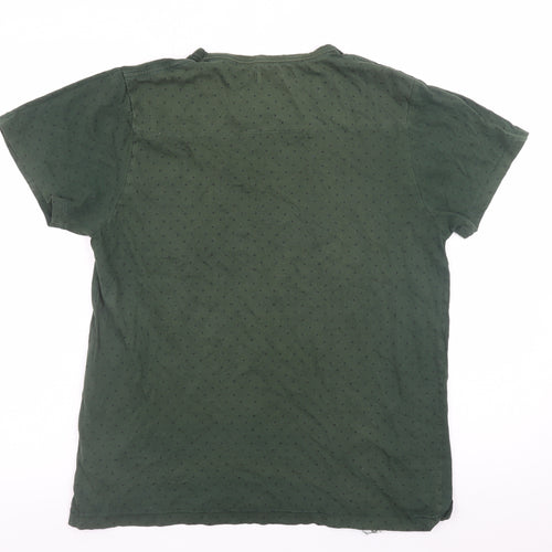 French Connection Men Dark Green Polka Dot Cotton T-Shirt XL