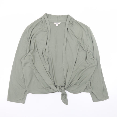 Marks and Spencer Women Green Long Sleeve Tie Front Jersey Top L