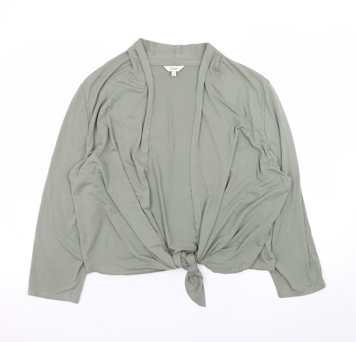 Marks and Spencer Women Green Long Sleeve Tie Front Jersey Top L