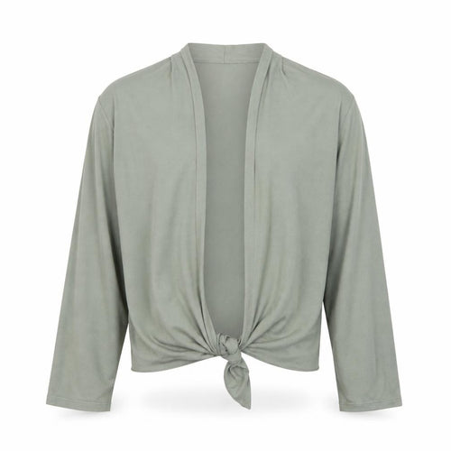 Marks and Spencer Women Green Long Sleeve Tie Front Jersey Top L