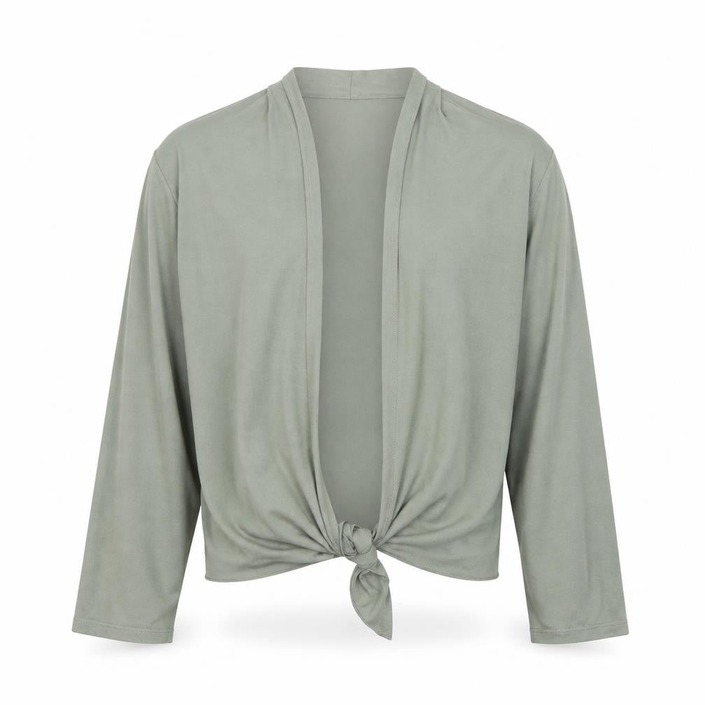 Marks and Spencer Women Green Long Sleeve Tie Front Jersey Top L