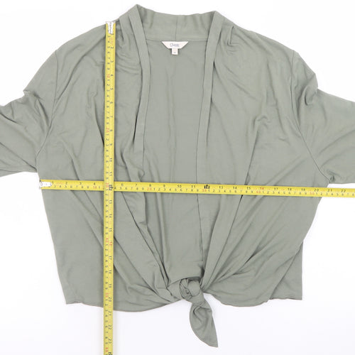 Marks and Spencer Women Green Long Sleeve Tie Front Jersey Top L