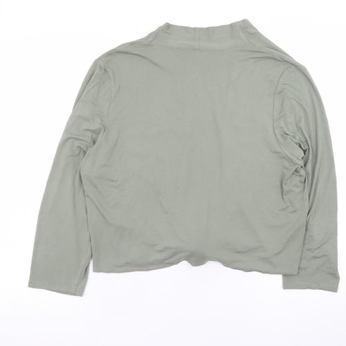 Marks and Spencer Women Green Long Sleeve Tie Front Jersey Top L