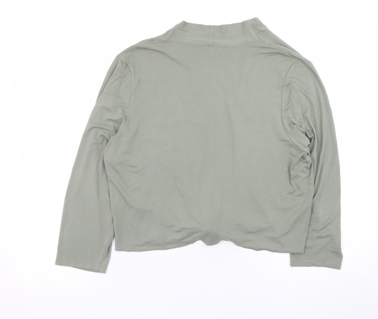Marks and Spencer Women Green Long Sleeve Tie Front Jersey Top L