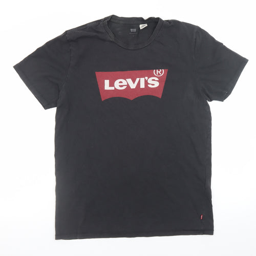Levi's Men's Black Medium Crew Neck Graphic Print T-Shirt