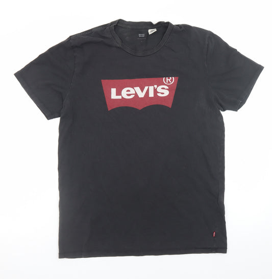 Levi's Men's Black Medium Crew Neck Graphic Print T-Shirt