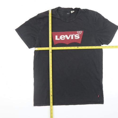 Levi's Men's Black Medium Crew Neck Graphic Print T-Shirt