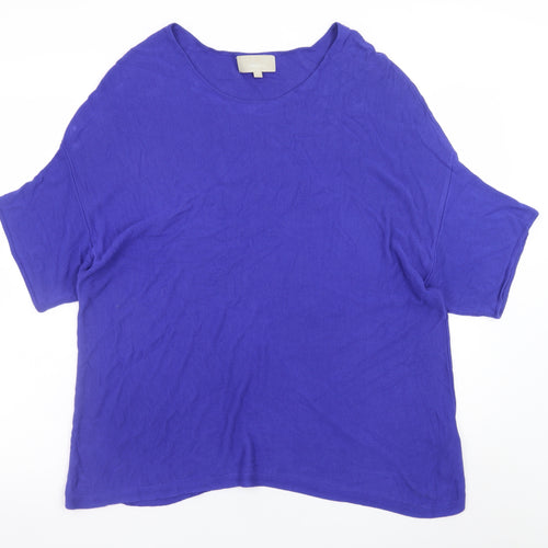 InWear Women's Blue Viscose Knit Short Sleeve Pullover Jumper XL