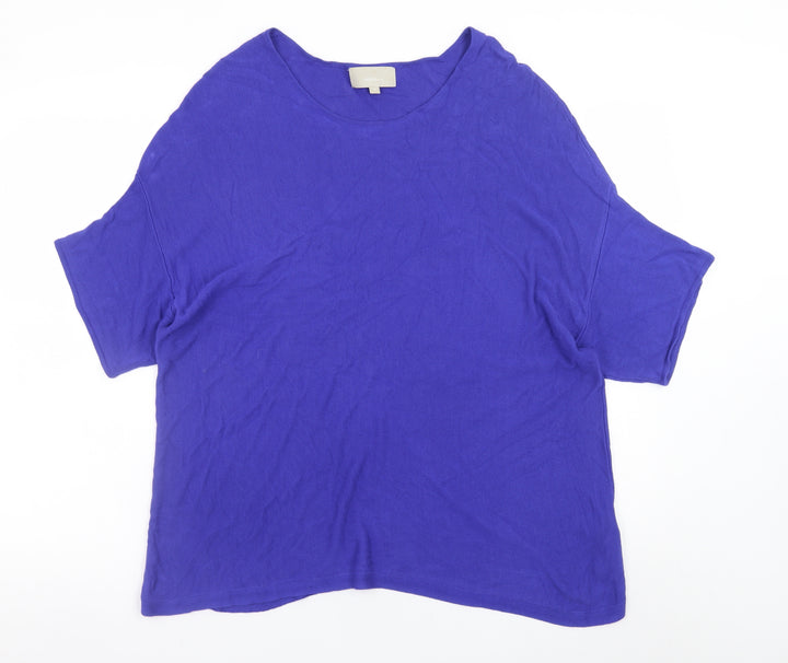 InWear Women's Blue Viscose Knit Short Sleeve Pullover Jumper XL